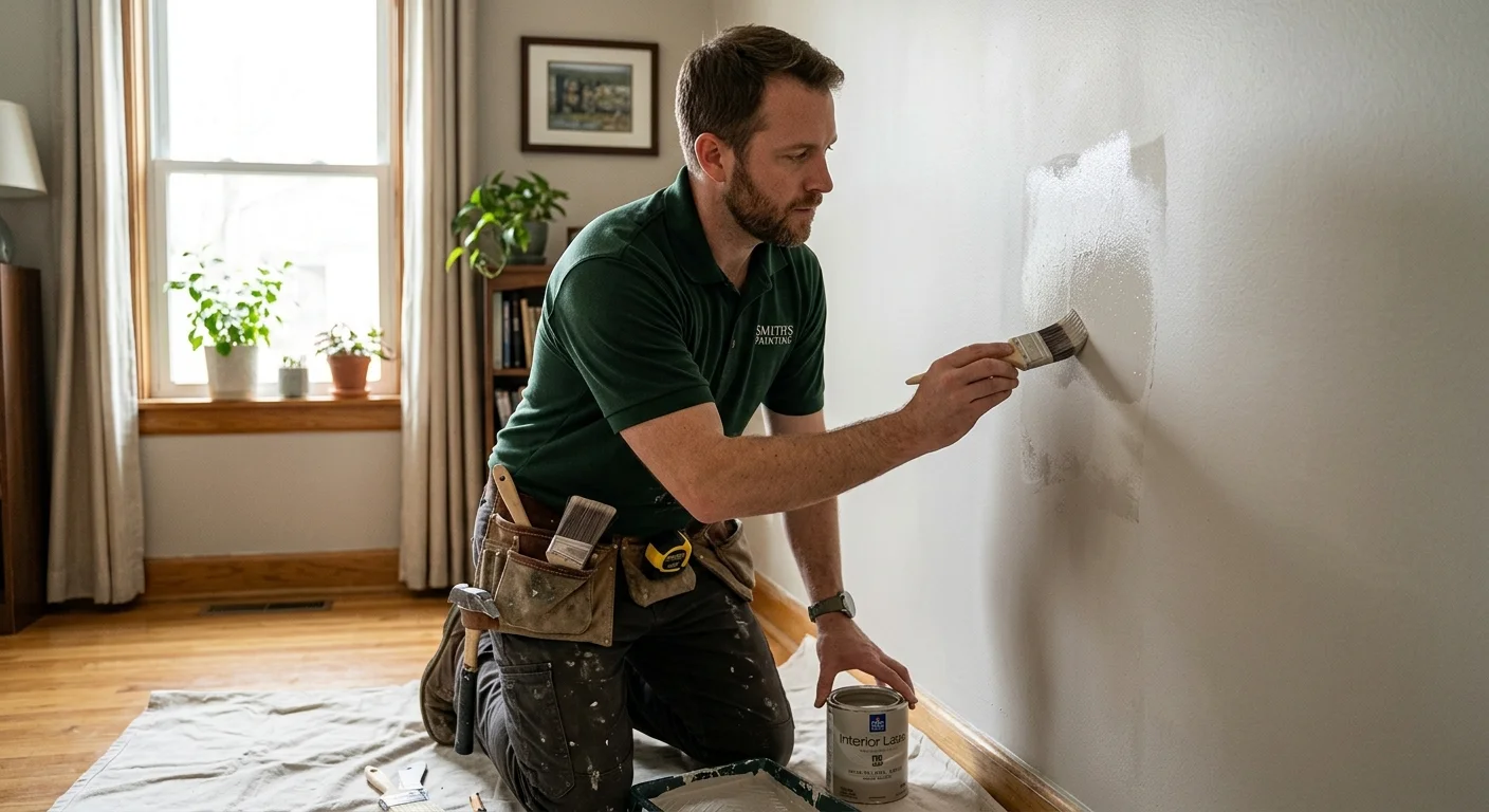 Visible interior paint touch-up beside the surrounding wall